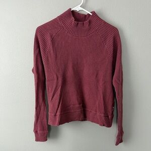 The North Face Women’s Long Sleeve Mock Neck Chabot Mauve Waffle Knit Shirt M